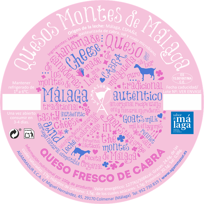 etiqueta queso de cabra fresco montes de málaga
