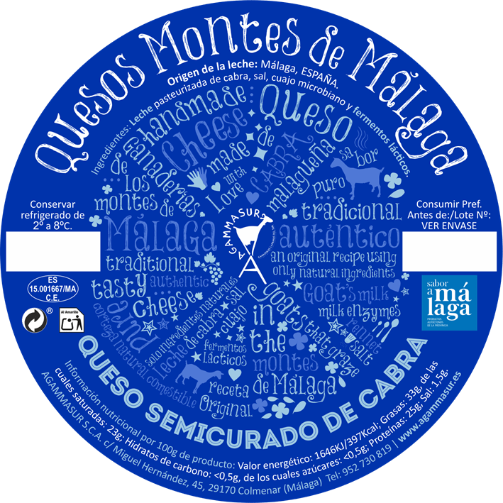 etiqueta queso de cabra semicurado montes de málaga