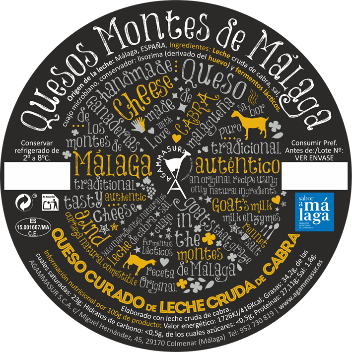 etiqueta queso de cabra curado de leche cruda montes de málaga