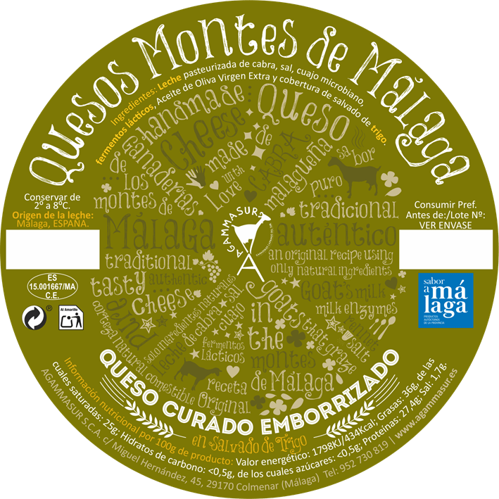 etiqueta queso de cabra curado emborrizado montes de málaga