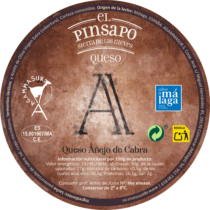 etiqueta queso de cabra añejo el pinsapo