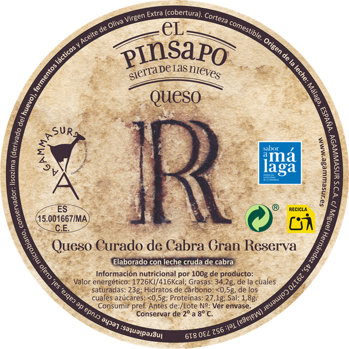 etiqueta queso de cabra curado de leche cruda gran reserva el pinsapo