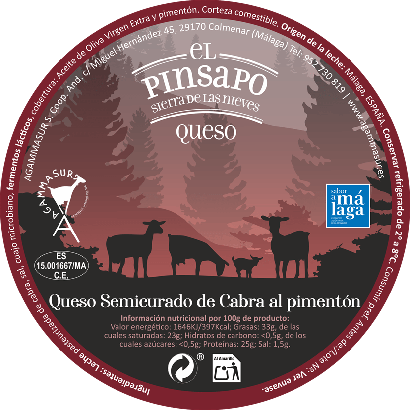 etiqueta queso de cabra semicurado al pimentón el pinsapo