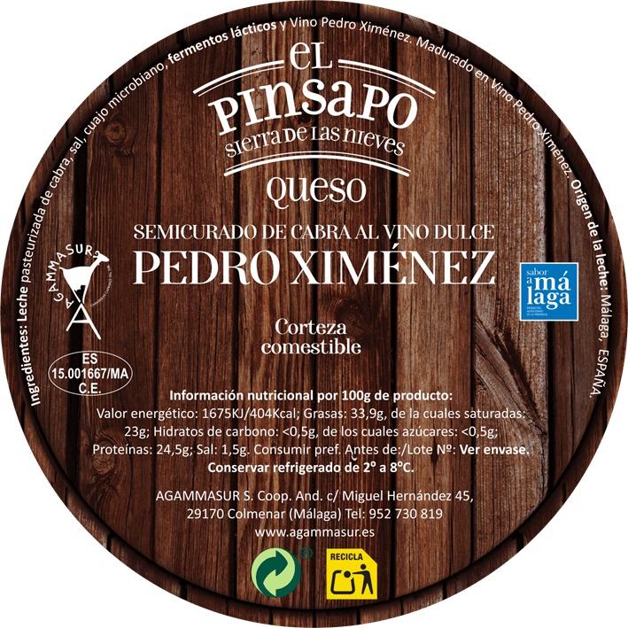 etiqueta queso de cabra semicurado al pedro ximénez el pinsapo